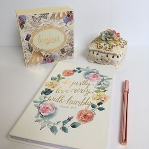 Spring floral home office decor, journal